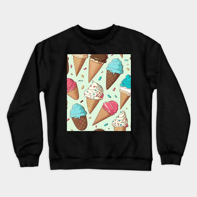 Ice Cream Pattern Illustration Design Birthday Gift ideas for Ice Cream Lovers Crewneck Sweatshirt by Pezzolano